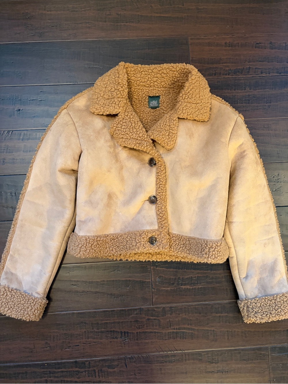 Cozy Cropped 90’s vibe Y2K vintage retro Shearling Jacket in Camel cool girl